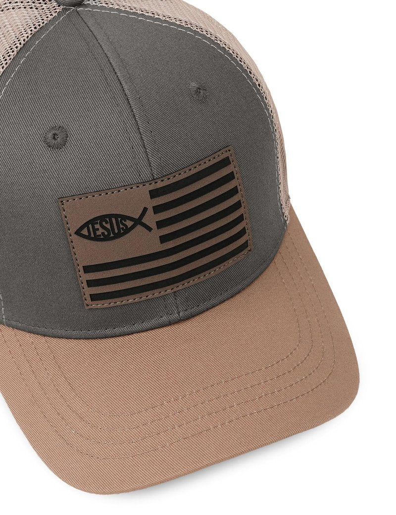 THIN MOUTH Christian Jesus Fish Flag Hat - Faith Snapback Trucker Hat for Men Women - Religious Gifts for Thanksgiving Christmas