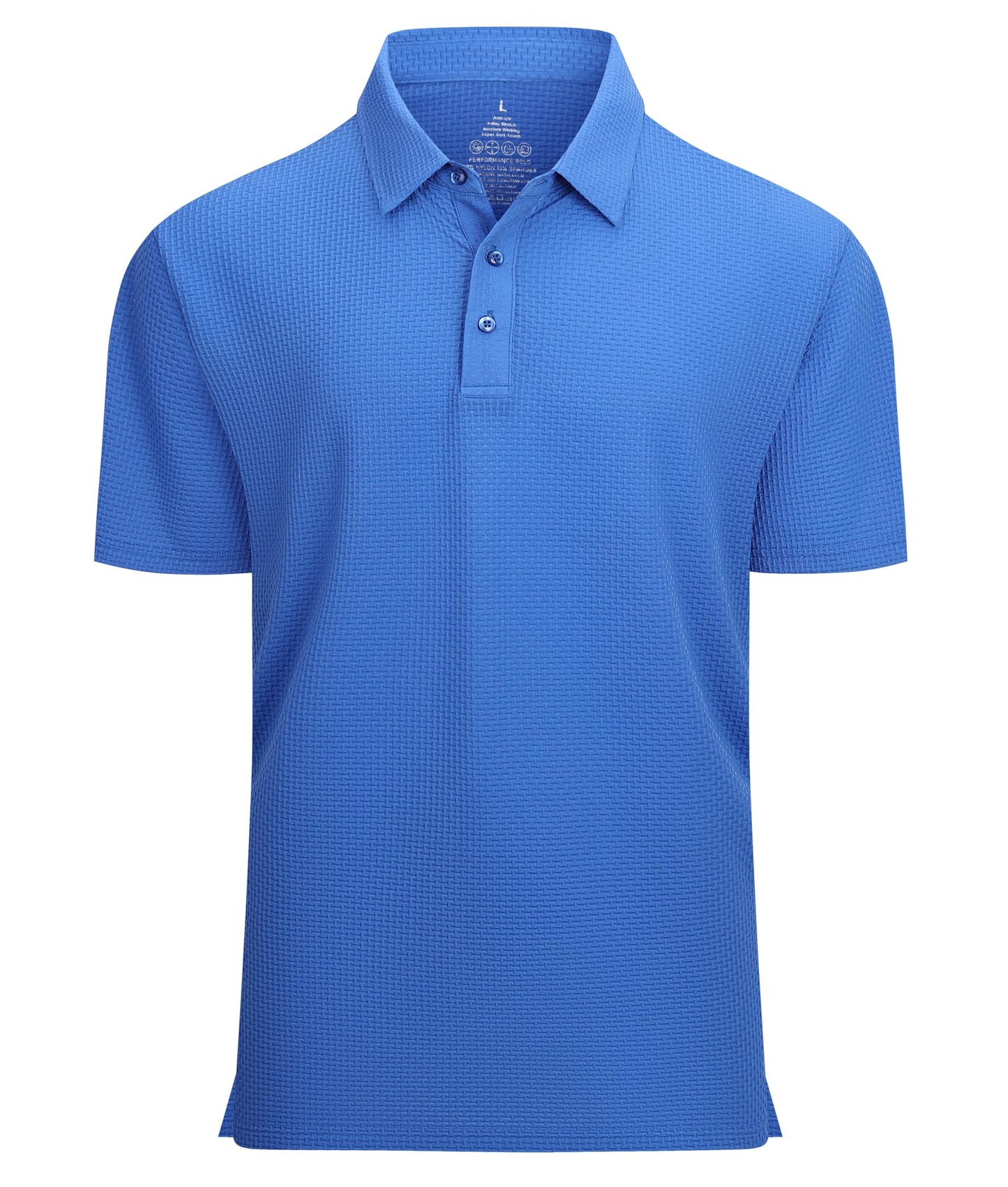 Mens Bubble Jacquard Super Stretch Short Sleeve Polo Shirts,Royal,L