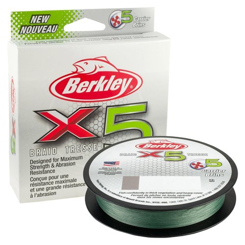 Berkley x5 Braid Superline, Low-Vis Green, 8-Pound Break Strength, 328yd Fishing Line, Suitable for Freshwater and Saltwater Environments