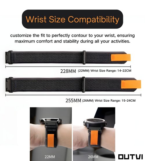 OUTVI Trail Loop Nylon Band compatible with garmin fenix 5x 6x 7x 3 hr 26mm quick fit bands Epix Pro Gen 2 51mm Enduro 2 D2 Delta PX BRAVO Charlie Rugged Braided Elastic Weave Strap men women GRAY