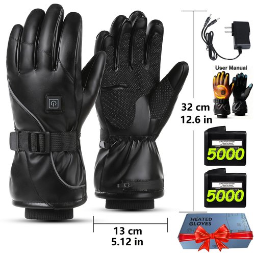 Heated Gloves, Heated Gloves for Men Women,Rechargeable Electric Gloves with 7.4V 5000mAh *2,Touch Screen Waterproof Non-Slip Heating Glove for Motorcycling Cycling Skiing Hunting Camping Outdoor Work