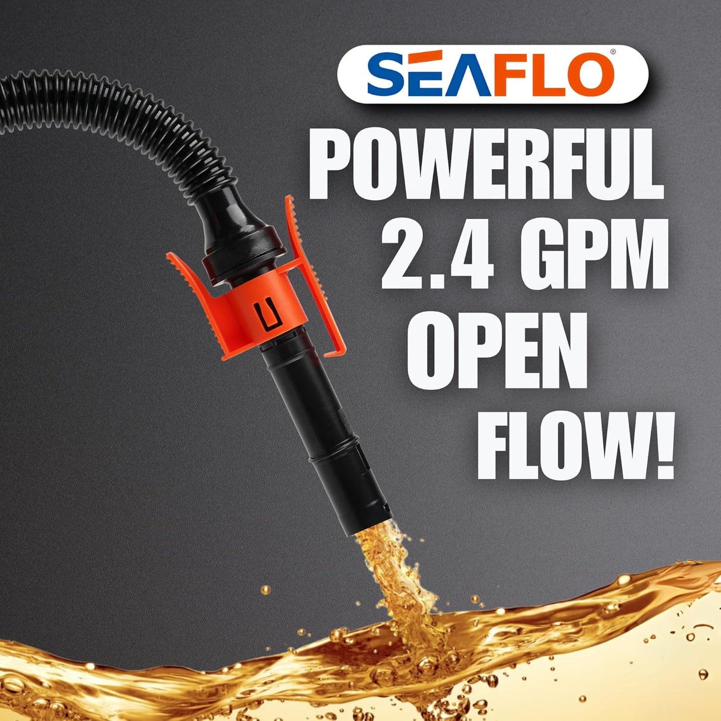 SEAFLO Automatic Fuel Transfer Pump - 2.4 GPM Flow with Auto-Stop Sensor | Portable Gas Can Pump for Oil, Diesel, Gasoline