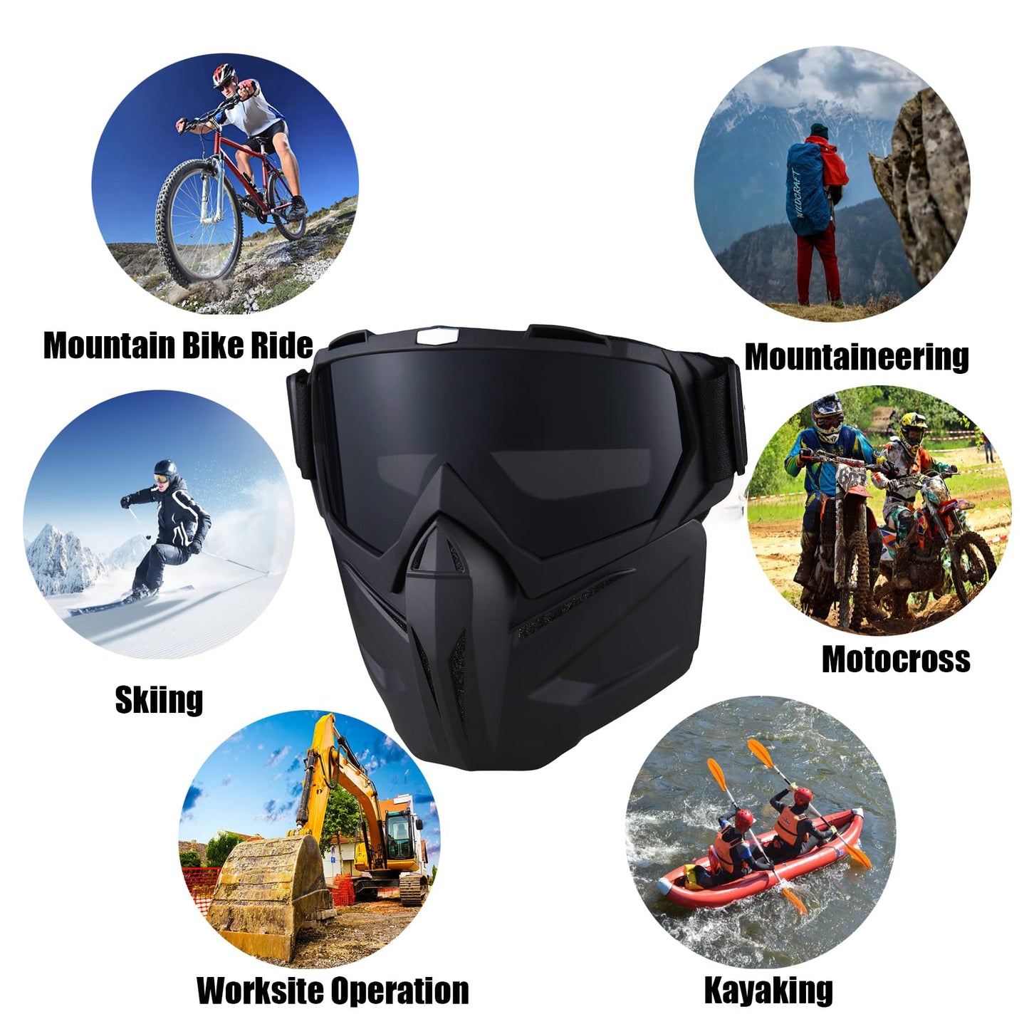 Paintball Mask Anti Fog, Full Face Tactical Mask Goggles Detachable for Motorcycle Cycling Skiing Halloween CS Game Cosplay (Black 2#)