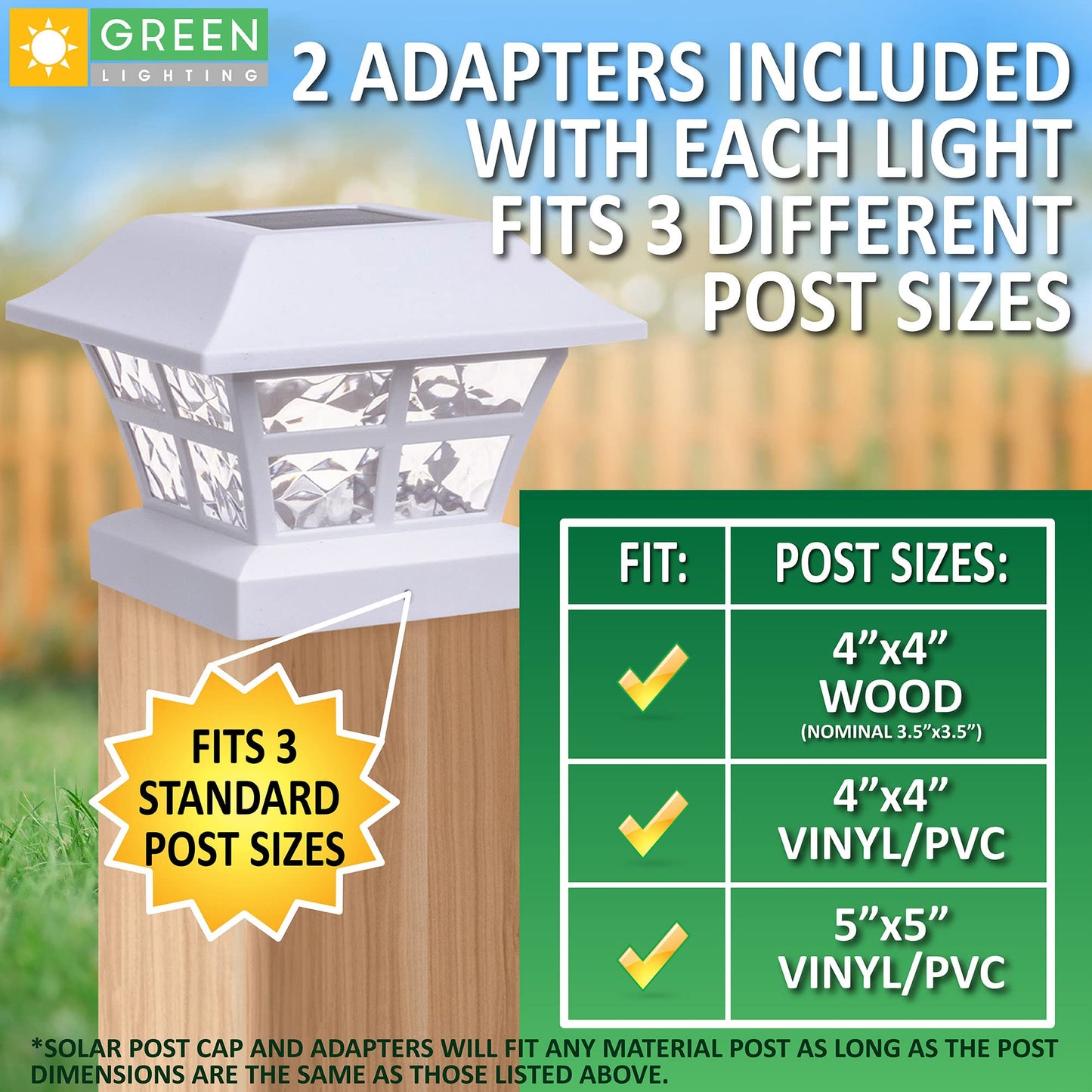 GreenLighting Evolve White Outdoor Post Cap Lights - 4x4/5x5 Post Caps Fits PVC/Vinyl - Waterproof Solar LED - 12 Pack