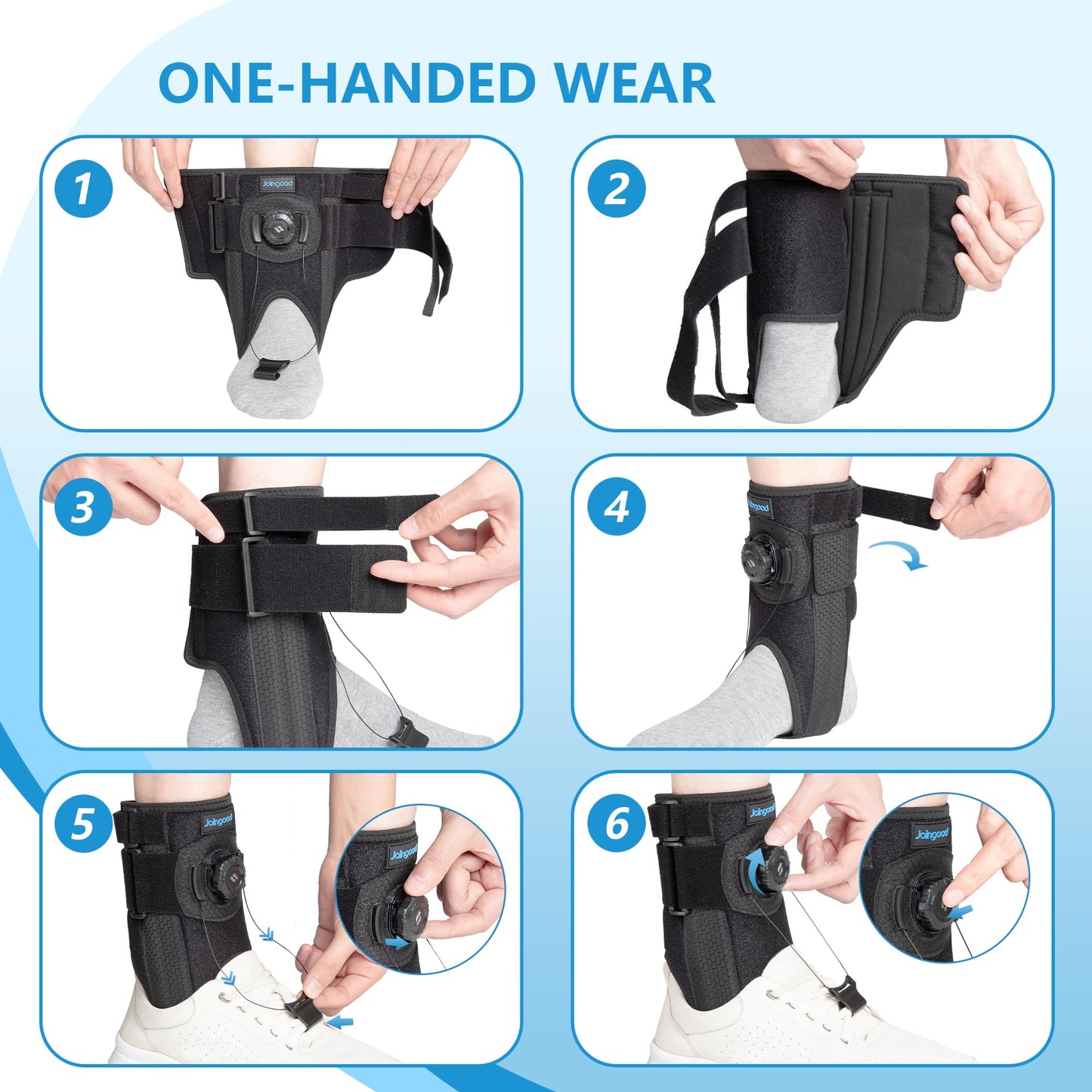 joingood Adjustable AFO Foot Drop Brace with Quick Release Dial, Drop Foot Support for Nerve Damage or Muscle Weakness, with Wide Hook for Shoes Slippers Left or Right Foot, Unisex, L/XL