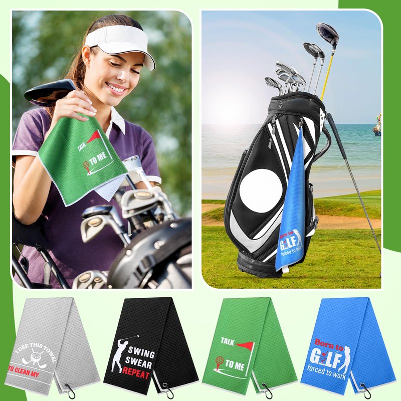 HunnmingRe 8 Pack Golf Gifts for Men 4 Pairs Golf Socks 4 Pcs Funny Golf Towel for Golf Bags Golf Socks Golf Accessories for Men Father's Day Gifts