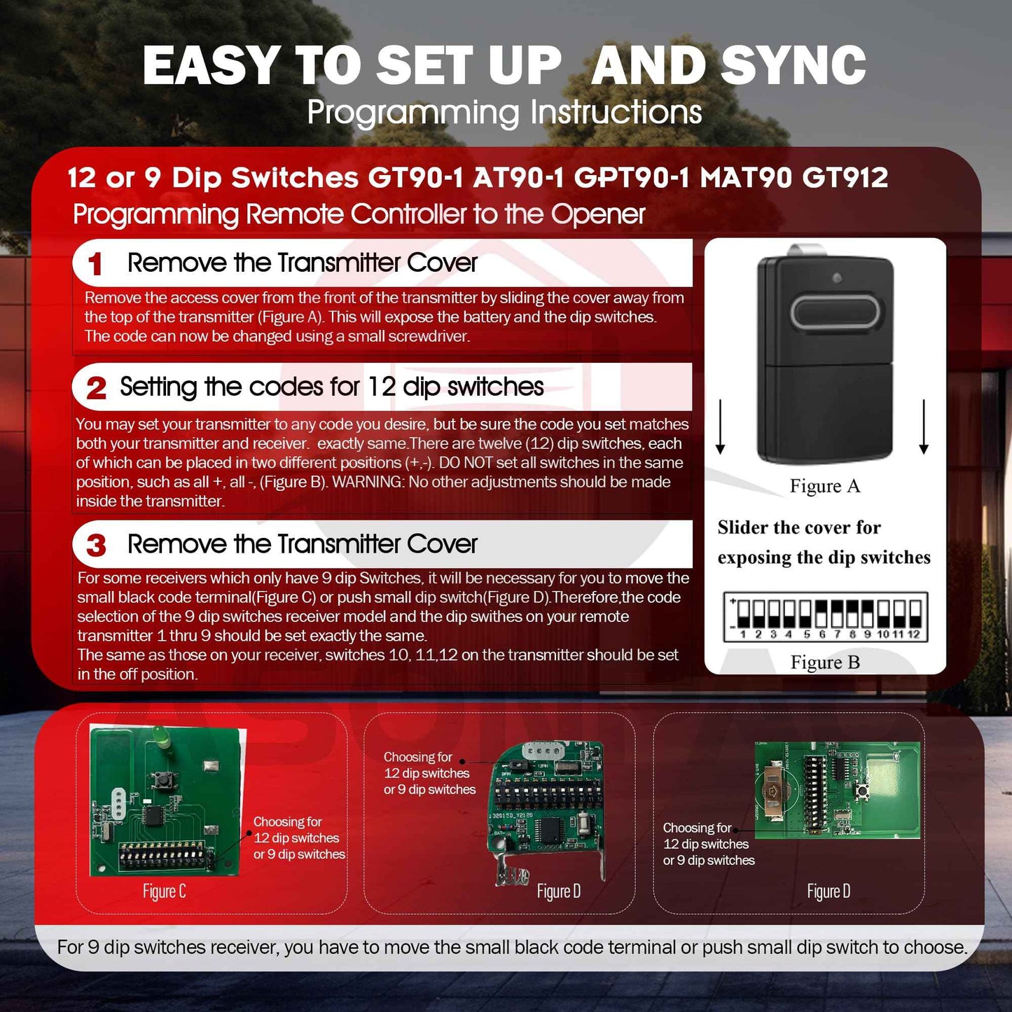 2 for GT90-1 GT912 MAT90 Genie Garage Door Opener Remote 9/12 Dip Switch, 1982 to 1996 Models, 3-Year-Warranty