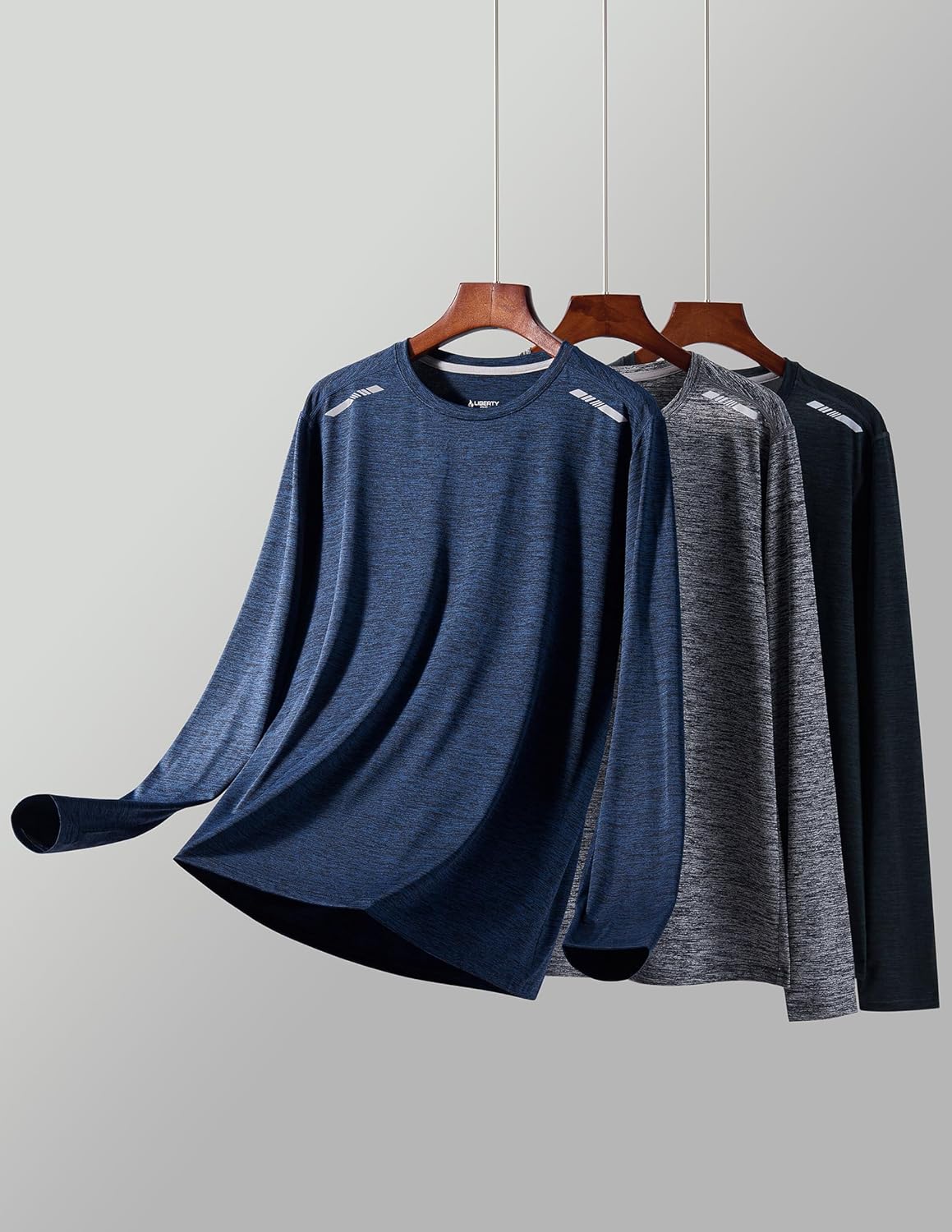 Skiennix Men's Dry Fit Long Sleeve T-Shirts - Lightweight Athletic Tops with Thumb Holes | 3 Pack