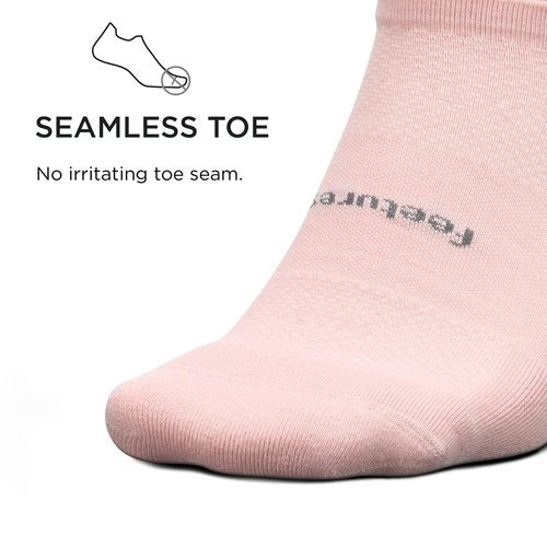 Feetures High Performance Ultra Light Ankle Sock - No Show Socks for Women & Men with Heel Tab - New Pink Blanket, S - (1 Pair)