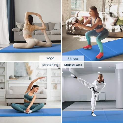 Fitvids Gymnastics Mat - High-Density Folding Exercise Mat with Carrying Handles | 2'x6'x2" for Home Gym, Yoga, Pilates, MMA