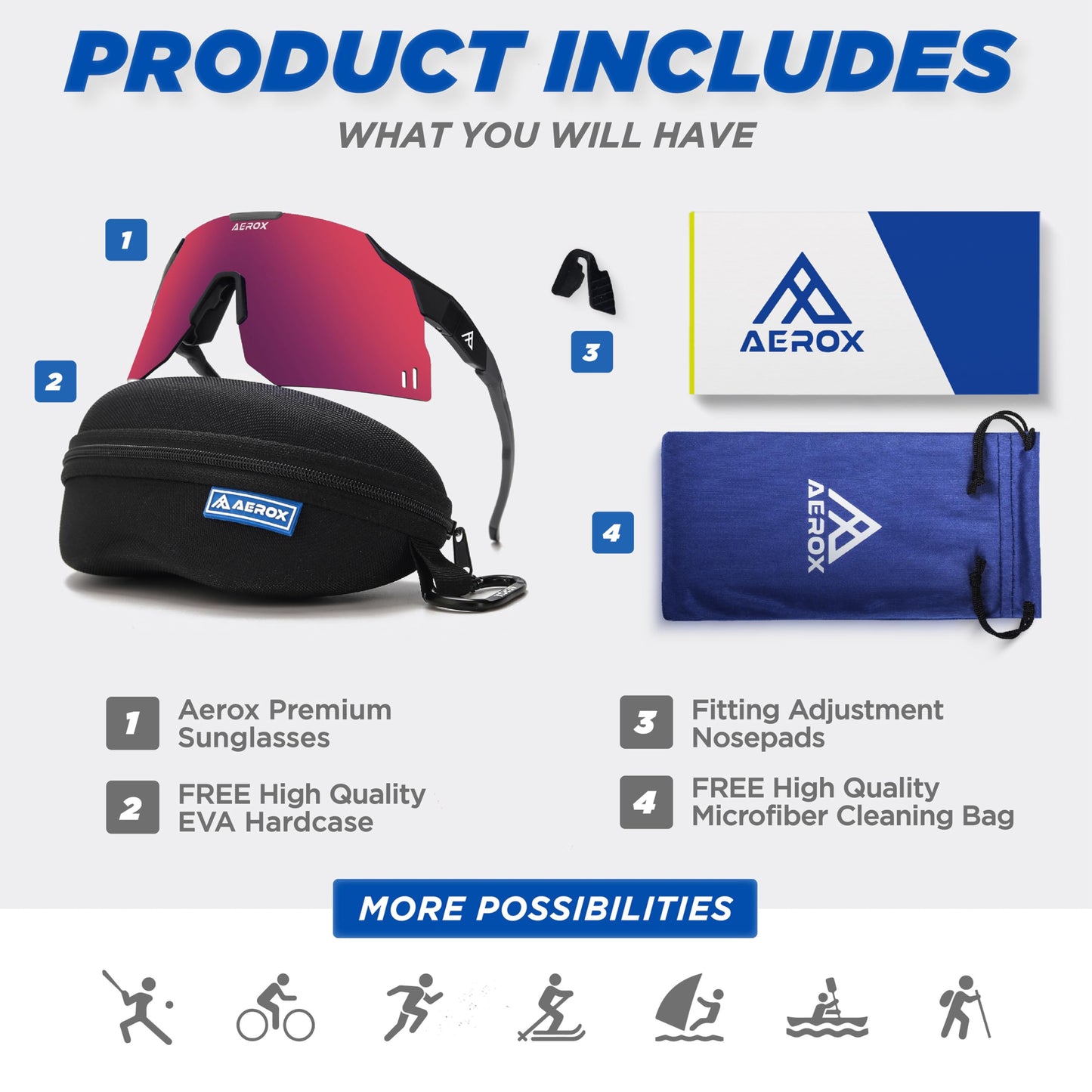 AEROX Running Sunglasses and Sports Glasses for Men and Women - Shades for Cycling and Baseball