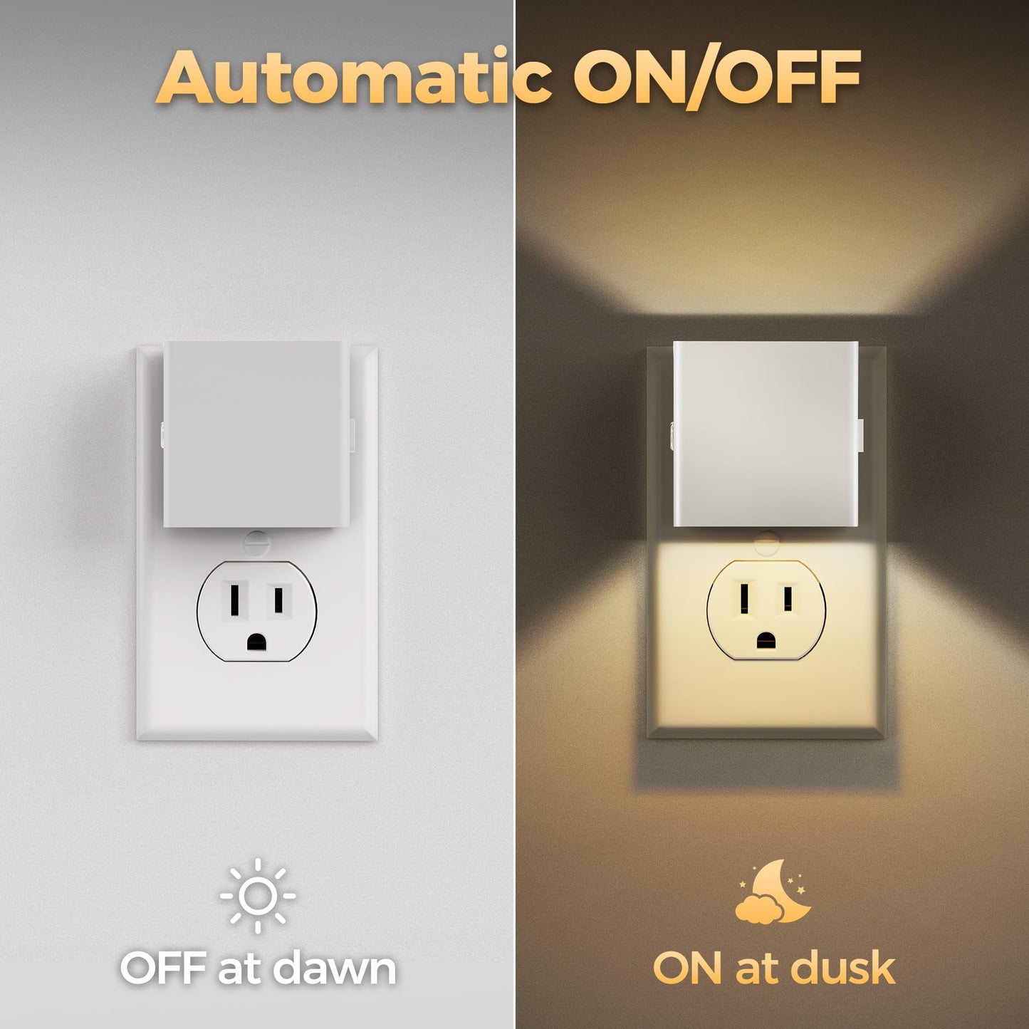 DORESshop LED Night Lights Plug into Wall [2 Pack], Plug in Nightlight, 3 Level Brightness Adjustable Night Light, Dusk to Dawn Sensor, Nightlights for Adults, Bedroom, Bathroom, Hallway, White