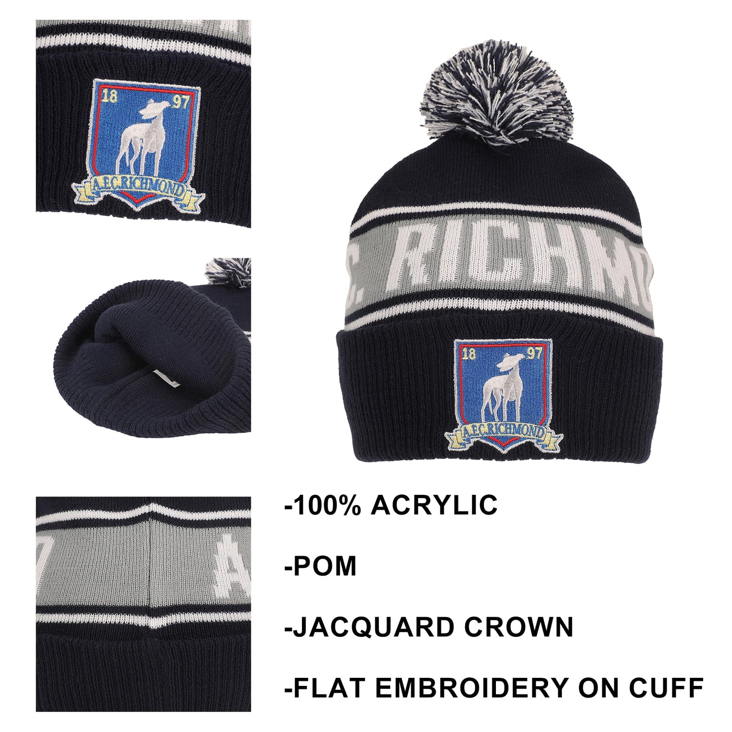 Bioworld Ted Lasso Jacquard and Logo Black Cuff Beanie