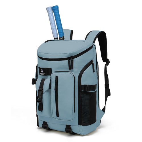 JYColofex color design tennis mountain climbing travel backpack, independent shoe compartment for sports and fitness, waterproof 15.6-inch computer bag large (A-) (Grey water blue)