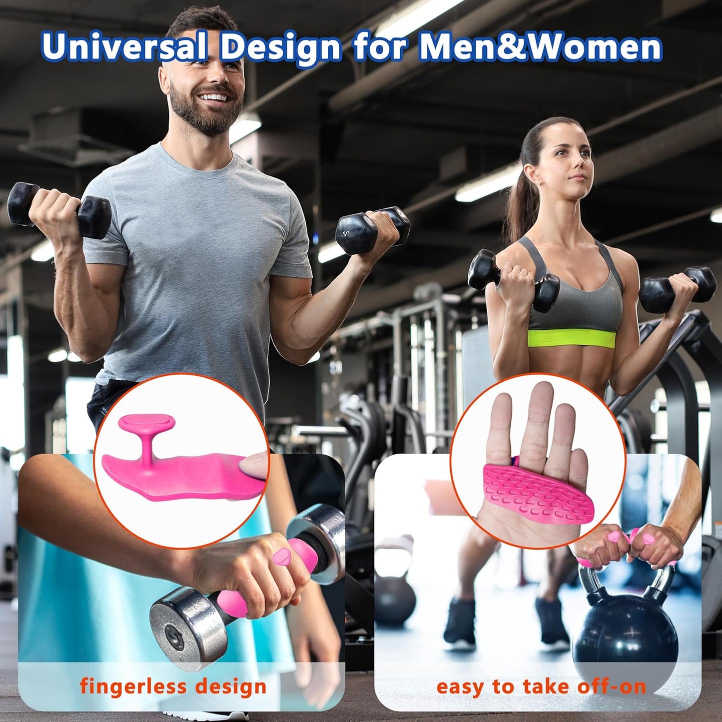 Ryptfit Silicone Gym Grips - Anti-Slip Weight Lifting Gloves for Men & Women | Perfect for Barbell & Pull-Ups