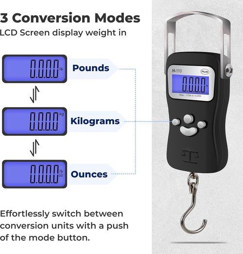 AWS Digital Luggage Scale - Heavy-Duty 110lb Capacity With Built-In Tape Measure | Ideal for Travel & Outdoor (Black)