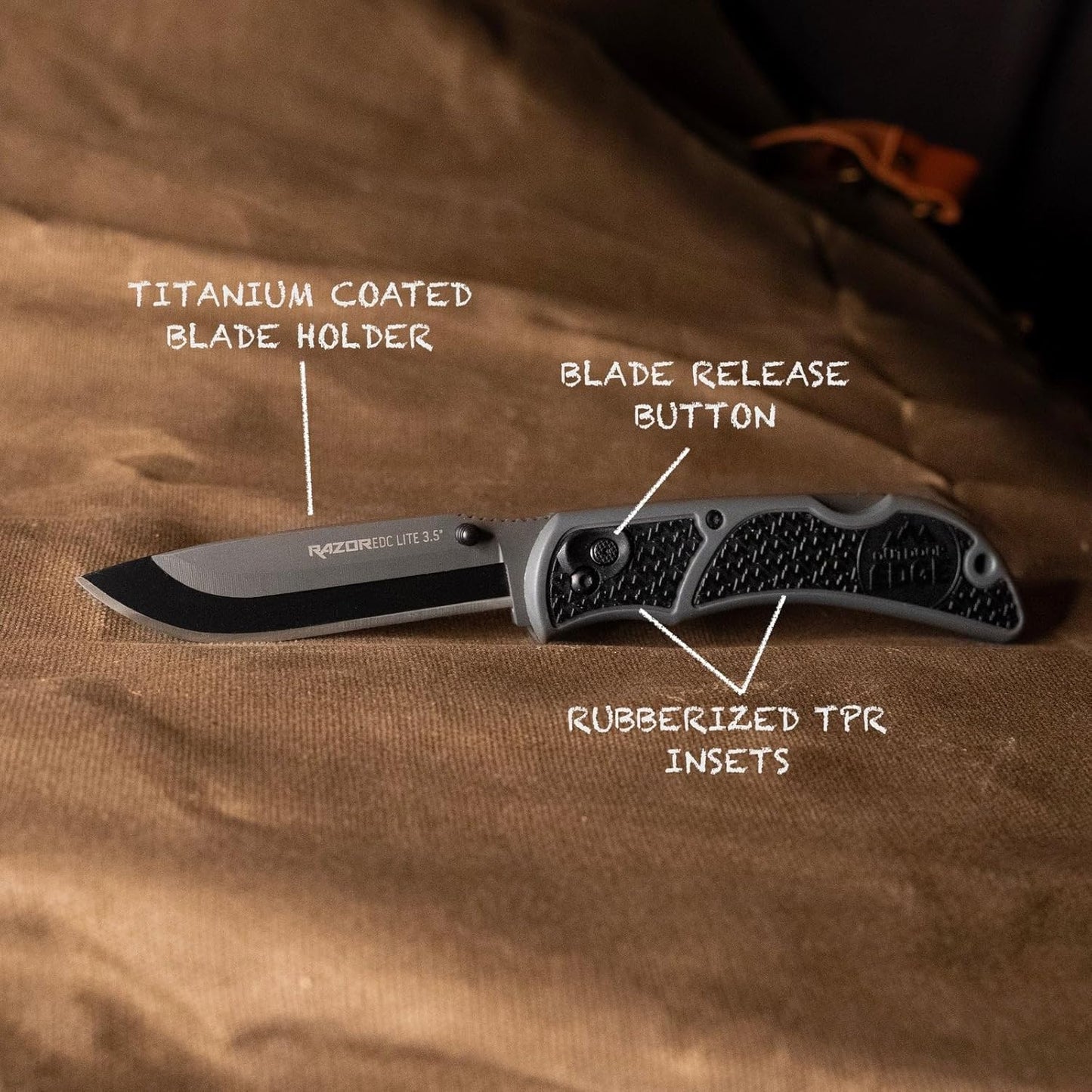 RazorLite EDC Pocket Knife 3.5” - Obsidian Black, Replaceable Blades & Clip for Camping, Hunting, Survival