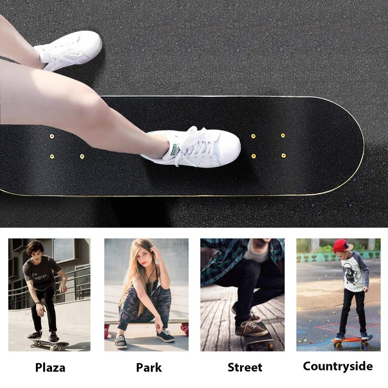 Easy_Way Complete Skateboards- Standard Skateboards for Beginners Kids Boys Girls Teenager- 31''x 8''Canadian Maple Cruiser Pro Skate Board, Skateboards (Deer)