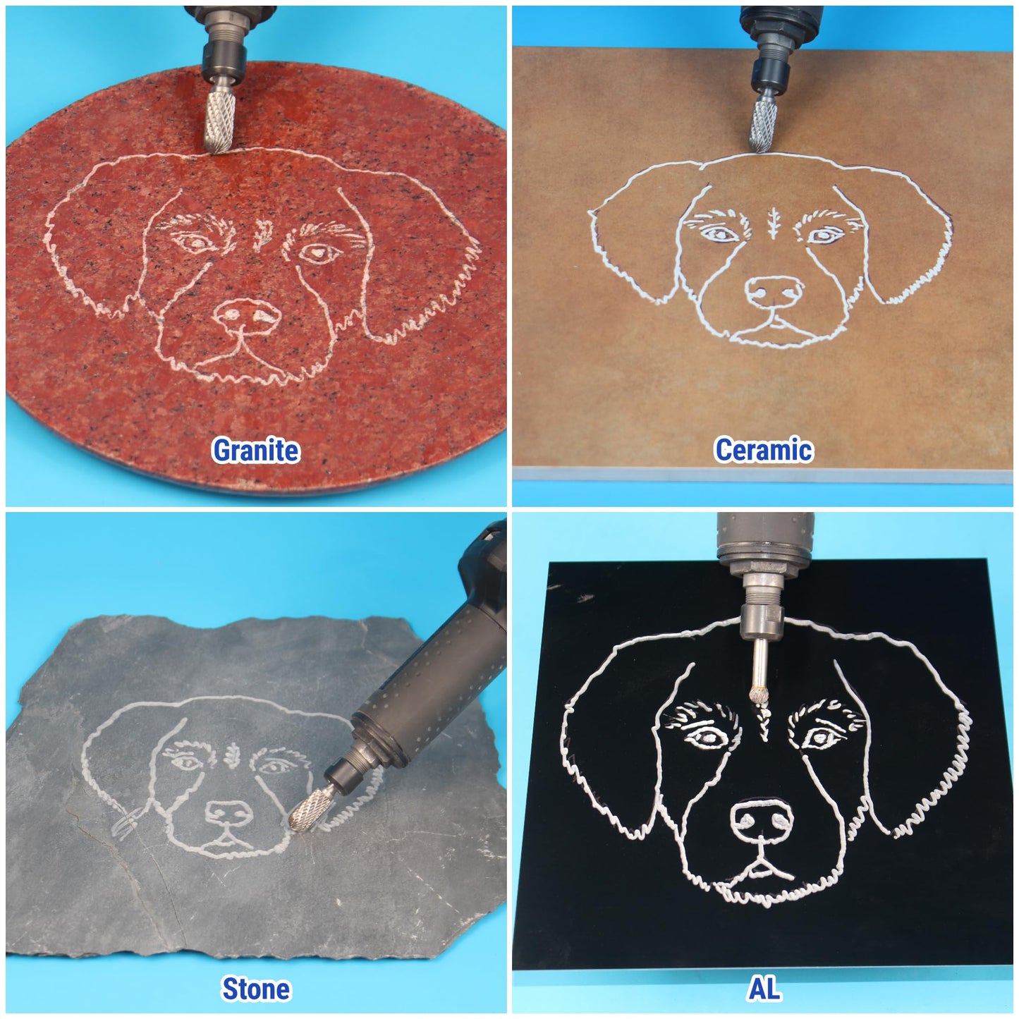 Sworker 4Pcs Carbide Burr Set 1/4 Shank w/Clear Box Head Dia 8mm Die Grinder Bits Rotary Tools Attachment Kit Rasp File Accessories Metal Wood Stone Steel Grinding Deburring Cutting Porting Carving