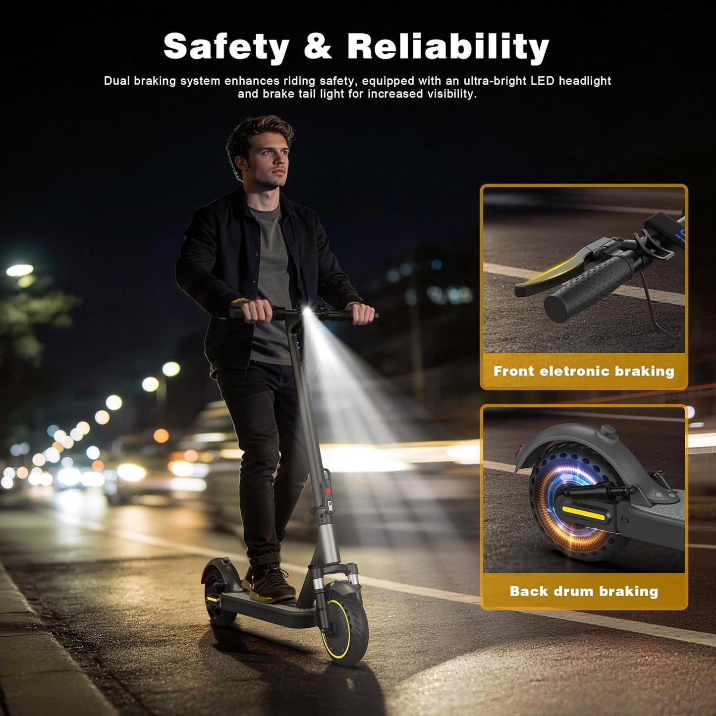 NAVIC Electric Scooter for Adults - Top Speed 22 MPH, 28-Mile Range, Dual Suspension, 10" Tires