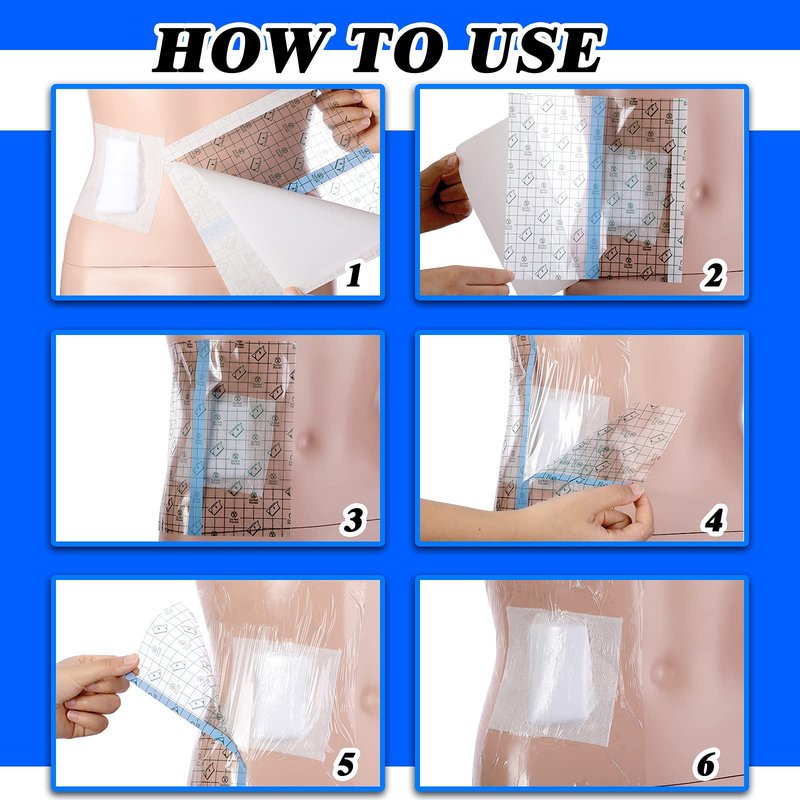 Nuanchu 50 Pieces Dialysis Catheter Cover 7. 87 x 7. 87 Inch Shower Cover Peritoneal Dialysis Accessories Protector Waterproof Transparent Bandage Wound Bandage for Swimming Tattoo Dressings