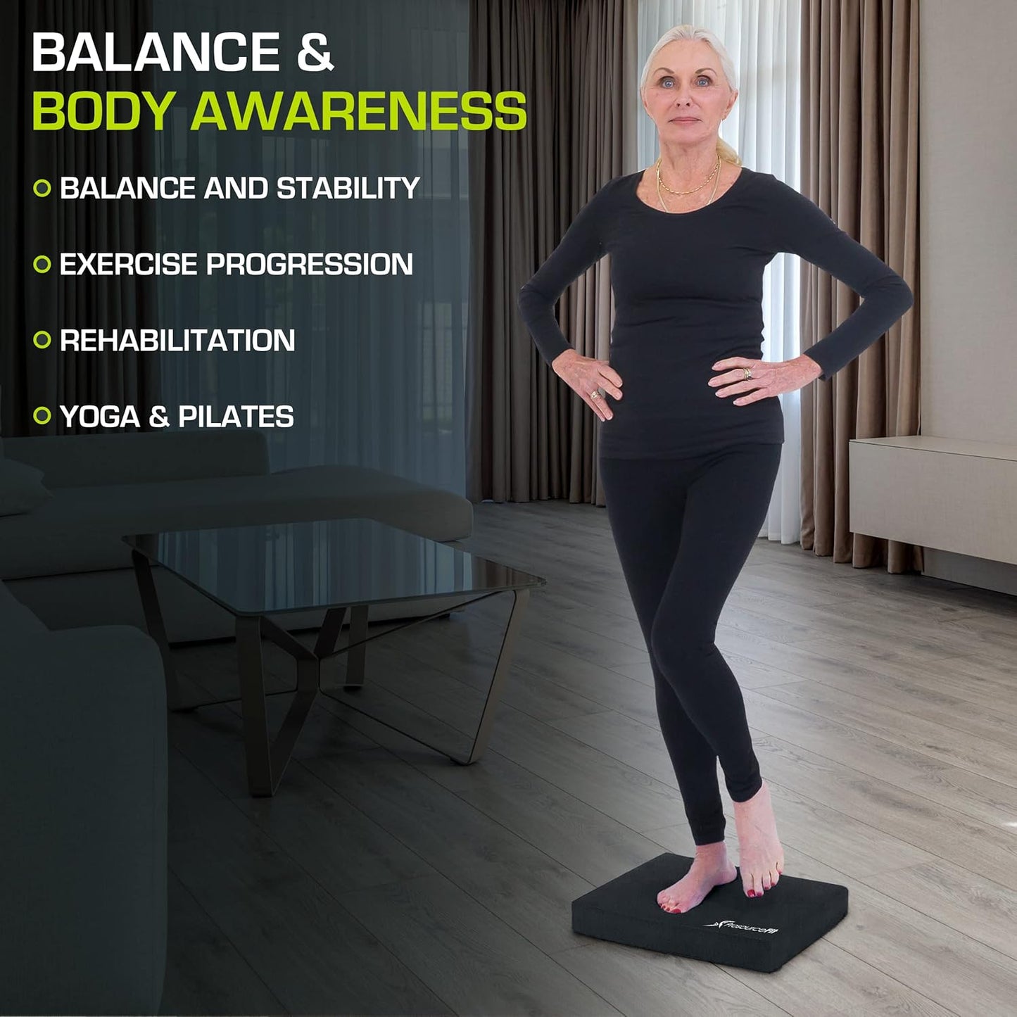 ProsourceFit Balance Pad - Non-Slip Cushioned Foam Mat for Fitness, Yoga & Therapy | Stability Training