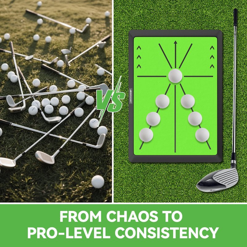 Pro Golf Practice Mat for Indoor/Outdoor - Non-Slip Turf Mat with Alignment Guide & Swing Path Training | Golf Training Aid for Men, Dad, Husband | Ideal Golf Gifts for Players