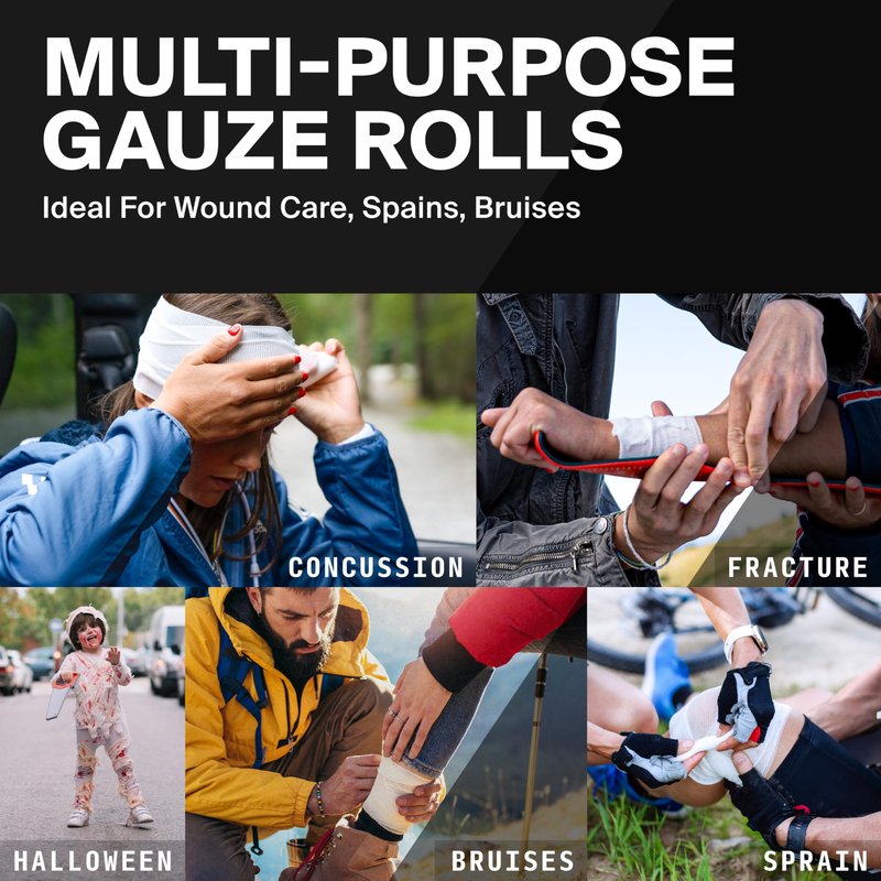 SurviveX - 4" Stretch Gauze Roll – Conforming Medical Bandage Wrap for Wound Care, First Aid, and Injury Dressing, 24 Count