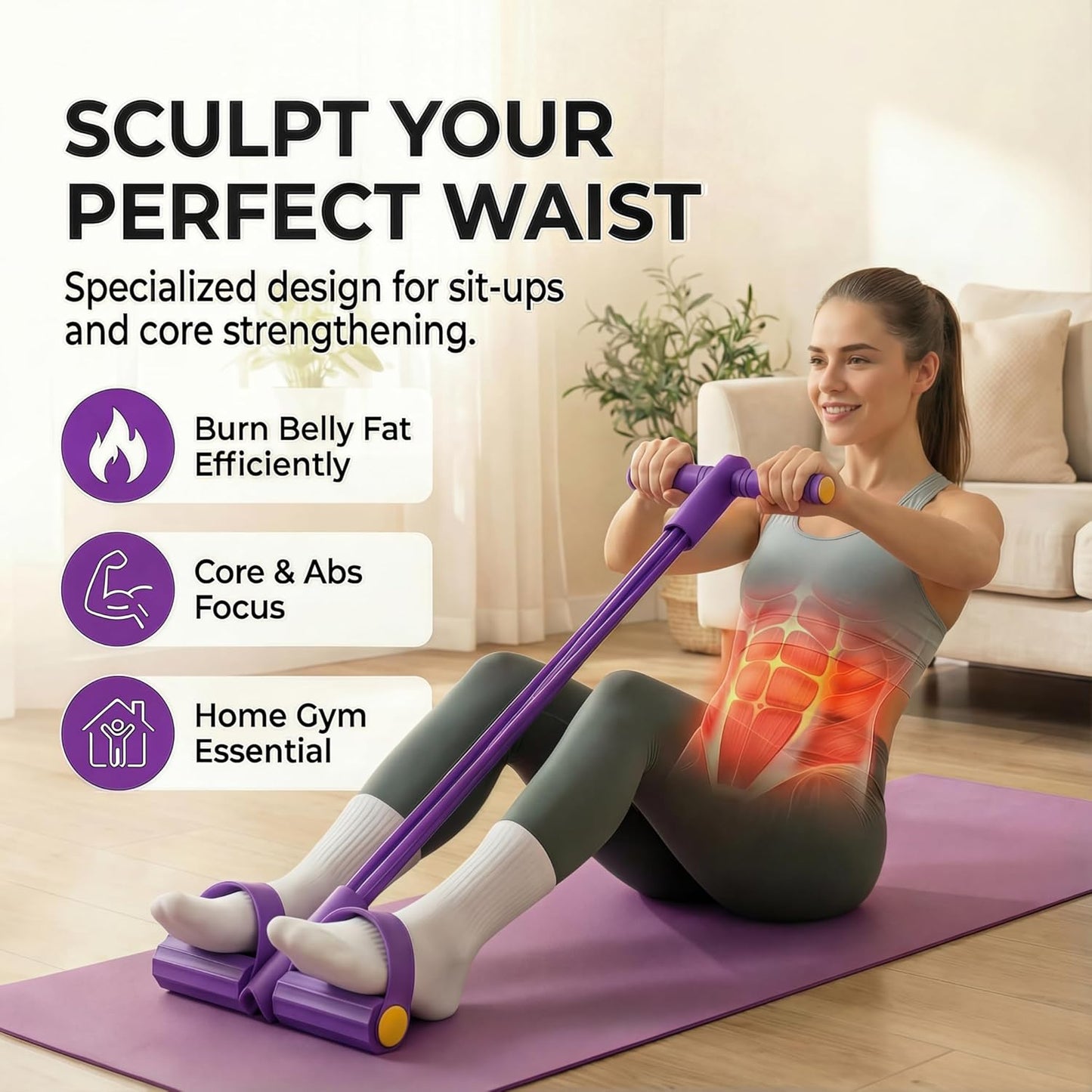 Pedal Resistance Band - 6-Tube Foot Pedal & Ankle Puller for Full Body Workout | Home Gym Equipment