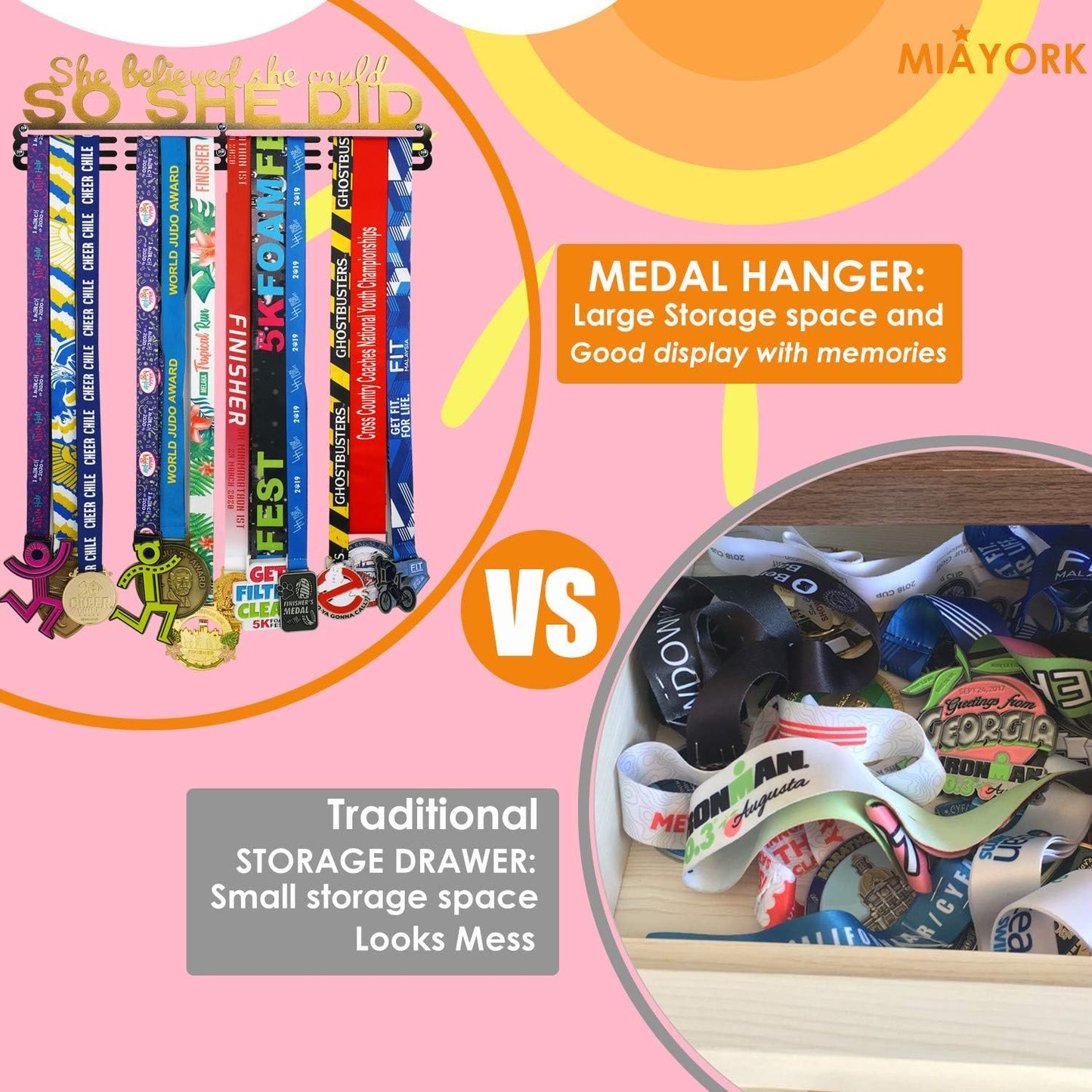 Medal Hanger | Easy-To-Install Wall-Mounted Medal Holder for Race Runners - Perfect Display Solution