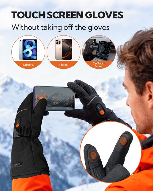 Lithlabo Heated Gloves for Men Women, 7.4V Rechargeable Electric Heated Gloves for Winter Arthritis Hands Motorcycle Riding (Large)
