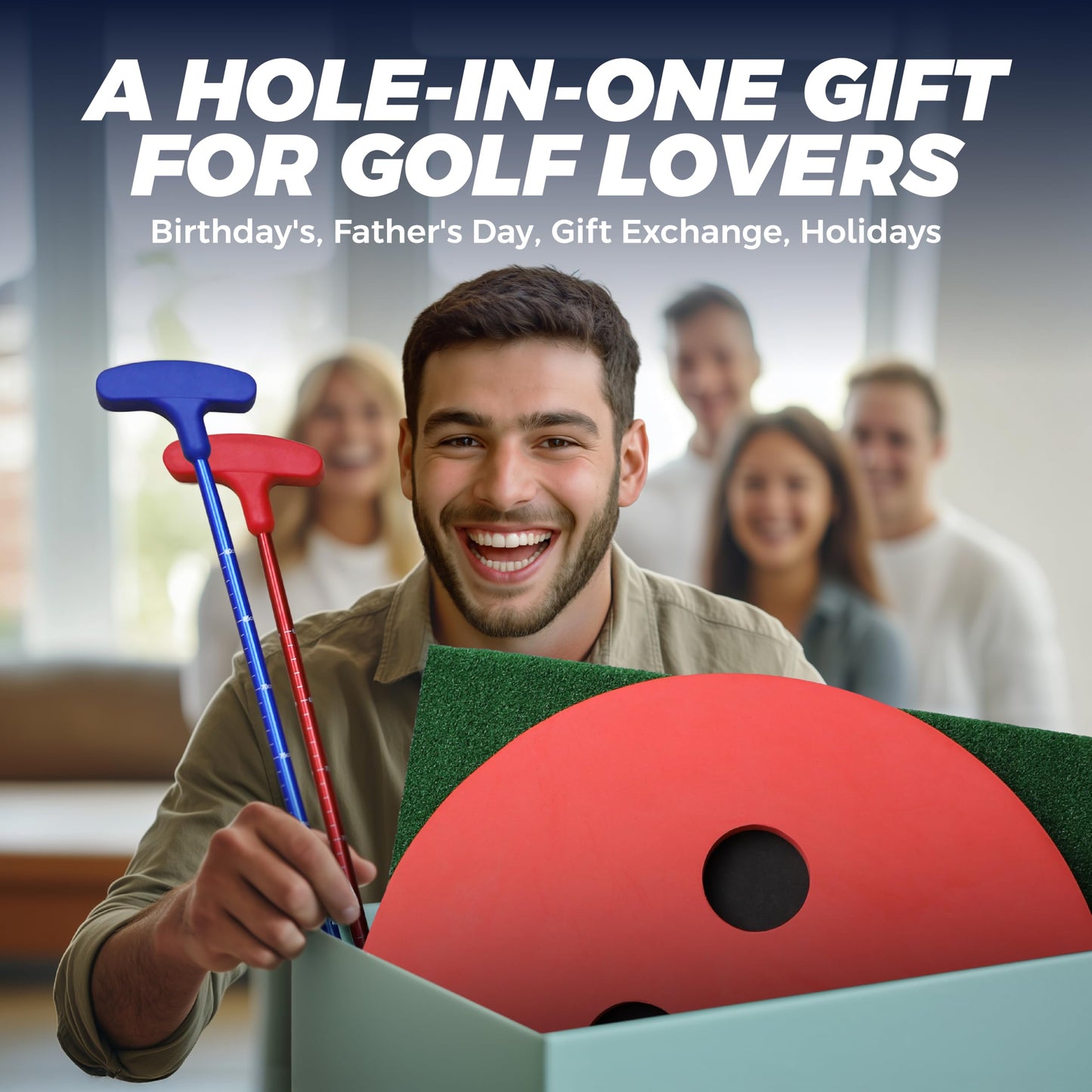 Golf Putting Game Set, Mini Golf Game Set with 2 Putters 2 Balls, 10 Feet Practice Putting Green Mat for Adults, Indoor Outdoor Backyard Party Game