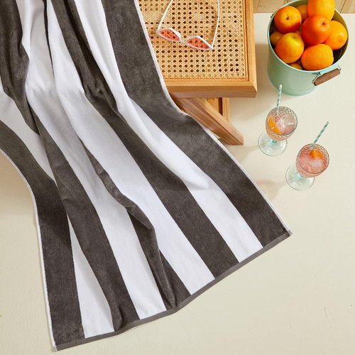 Market & Place 100% Cotton Velour Beach Towel Set - Ultra Soft, Plush & Highly Absorbent | 30" x 60" | Charcoal (4-Pack)