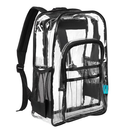 BeigeSwan 17-Inch Clear Backpack, Backpack with Zipper Pen Pencil Case for Sports,Work,Stadium,Security Travel, BPCK1003MUL-6