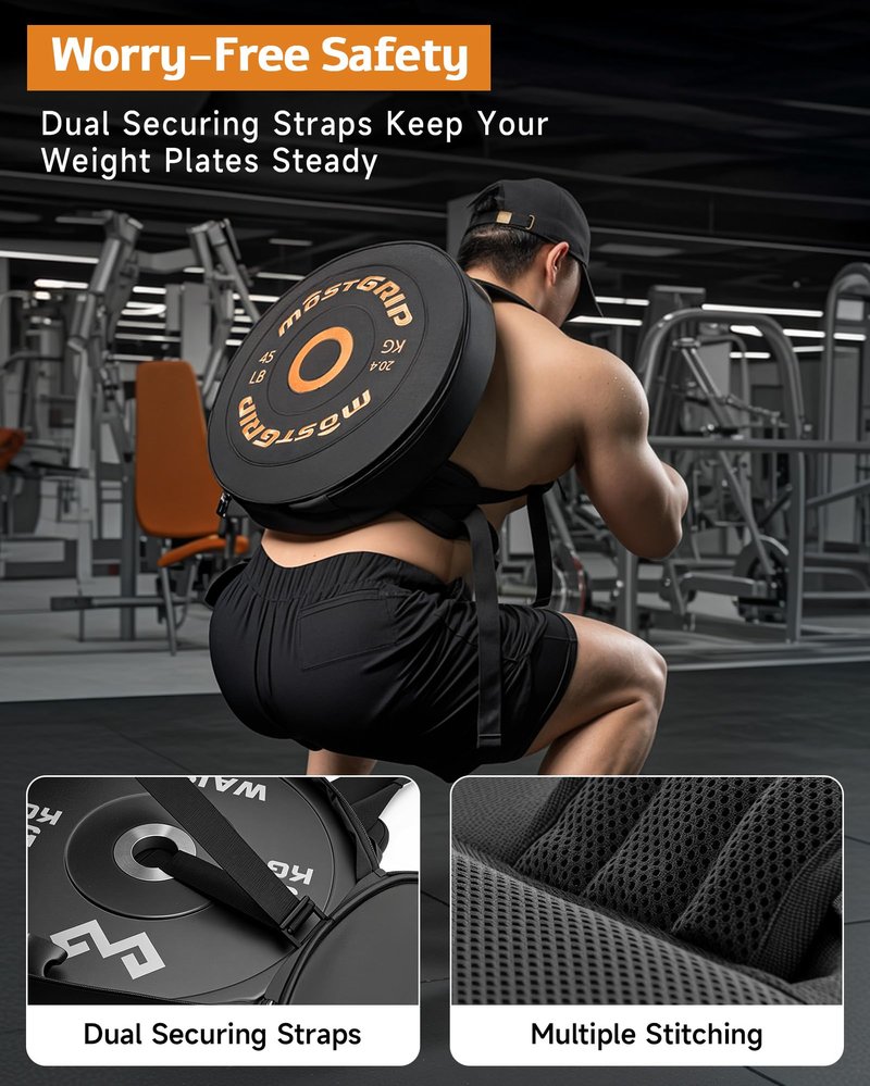 MOST GRIP Barbell Weighted Backpack for Men Women, Rucking Backpack for Squats Push-ups with Secure Strap