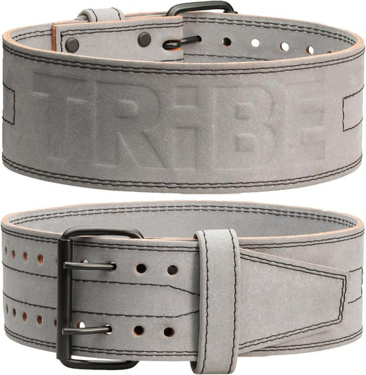 5mm Premium Weight Lifting Belt - 100% Genuine Leather Weightlifting Belt - Comfortable Squat Belt, Deadlift Belt or Powerlifting Belt - Workout Belt for Strength Training - Gym Belt for Men and Women (Gray Alcantara, Medium (Belly 29" - 36") New Size)