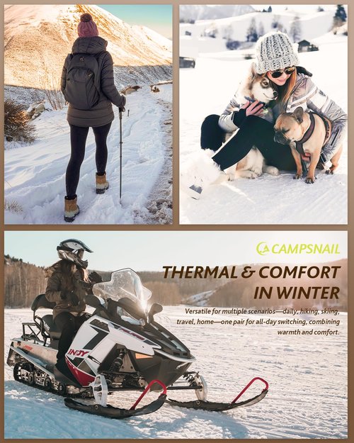 CAMPSNAIL Fleece Lined Leggings Women Water Resistant - Thick Thermal Warm Winter High Waisted Pants with Pockets for Snow