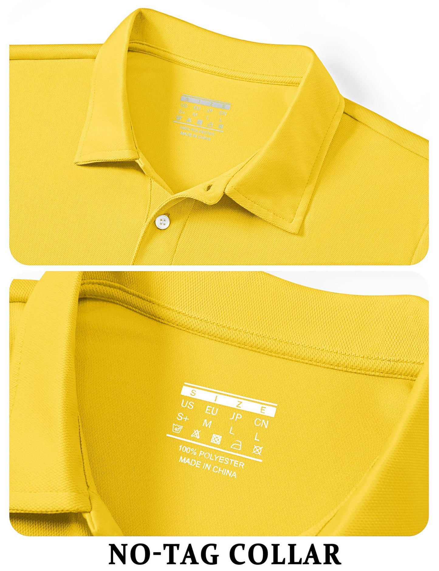 TACVASEN Mens Golf Shirt Dry Fit Mens Polo Shirts Short Sleeve Performance Golf Polos for Men with Collar Work Shirts Yellow, M