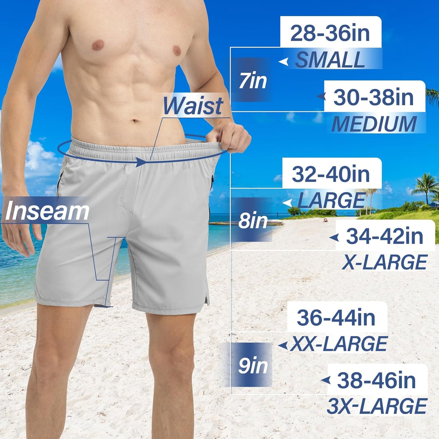 Skiennix Men's Athletic Running Shorts - Quick Dry Gym Workout | 3-Pack with Zipper Pockets & Drawstring