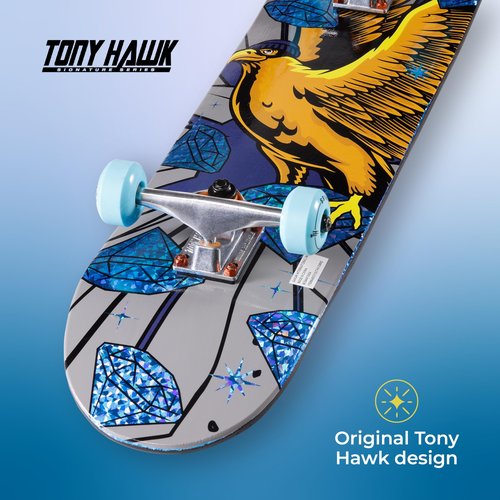 Tony Hawk 31 inch Skateboard, Tony Hawk Signature Series 3, 9-ply Maple Deck Skateboard for Cruising, Carving, Tricks and Downhill, Diamond Hawk