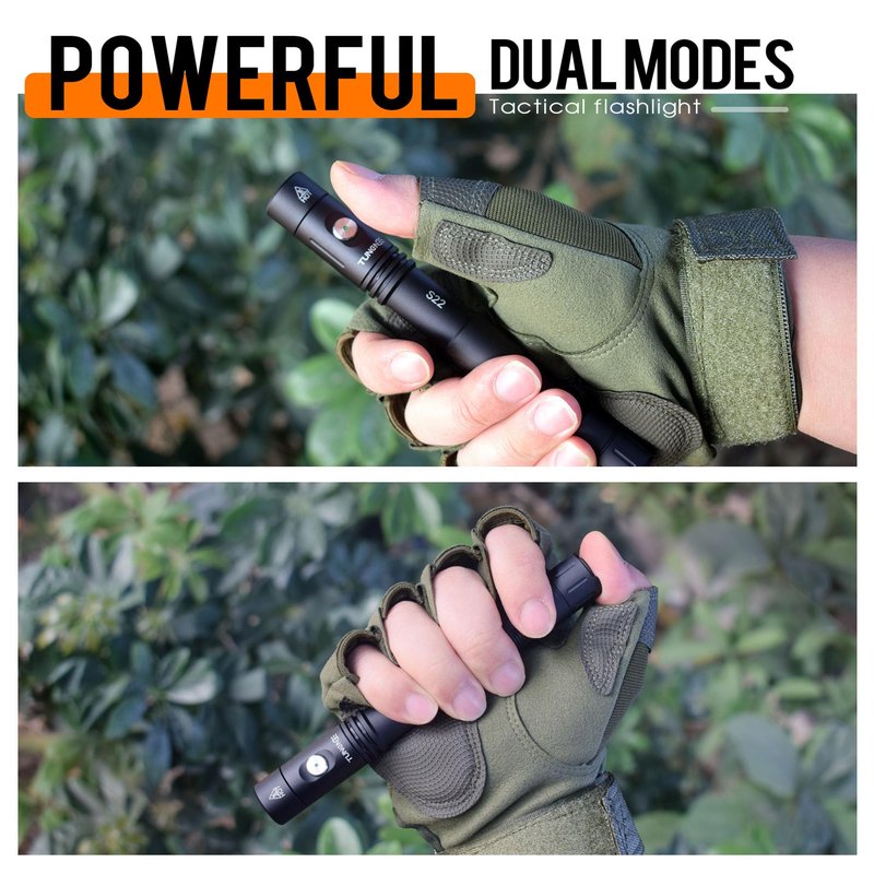 TUNENGE S22 1200 Lumens EDC Tactical Flashlight, Rechargeable 2AA Pen Light with COB Side Light & 365nm UV, 11 Modes, Magnetic Tail, Dual Switch for Camping,Home, Emergency