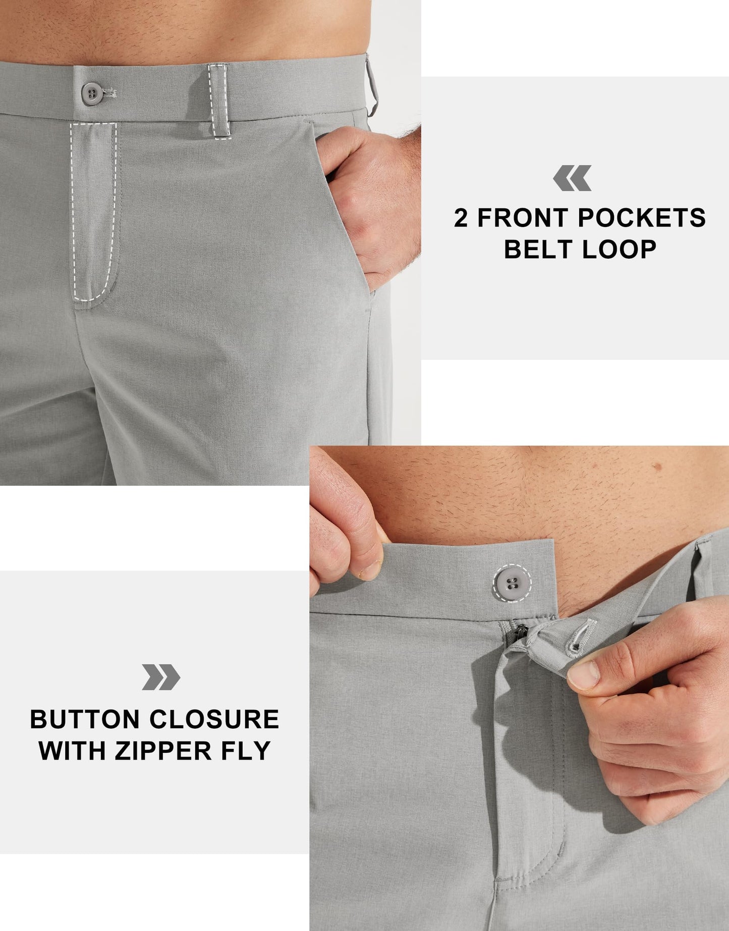 Libin Men's Pants 30" Golf Dress Work Slacks Neutral Grey 33W x 30L