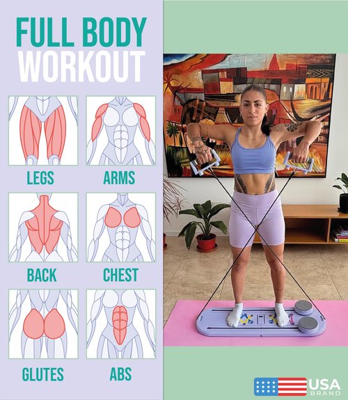 Portable Pilates Reformer Board Set with Resistance Bands Ball Timer Display for Home Workout Fitness Abs Glutes Women Foldable Multifunction Pilates Machine (Pilates Big)