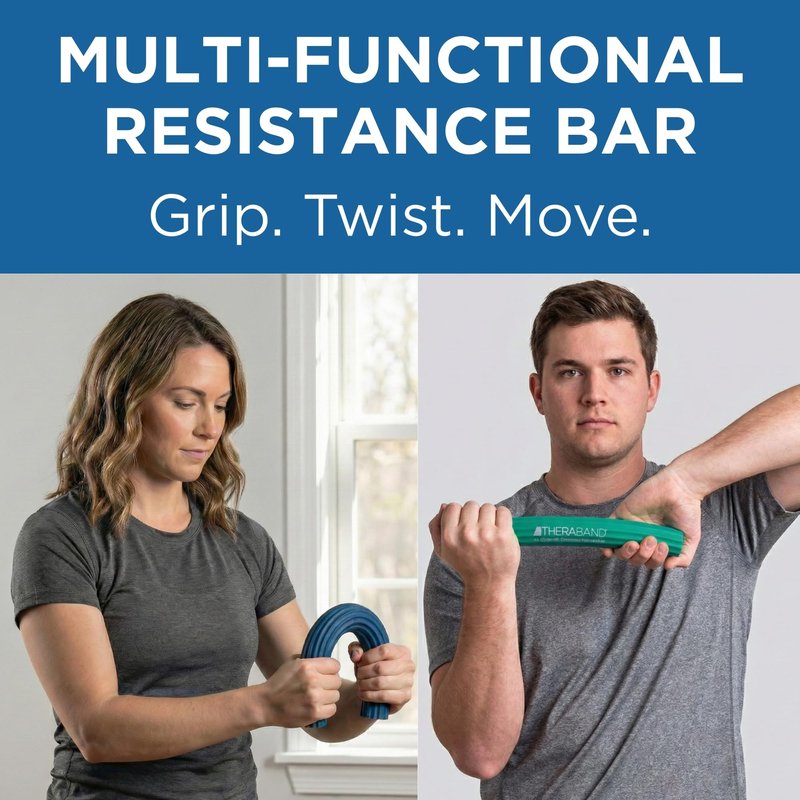 THERABAND FlexBar 3-Pack, Resistance Bars for Tennis Elbow & Grip Strength, Color-Coded Therapy Bars for Tendonitis & Golfer’s Elbow, Red, Green, Blue Exerciser