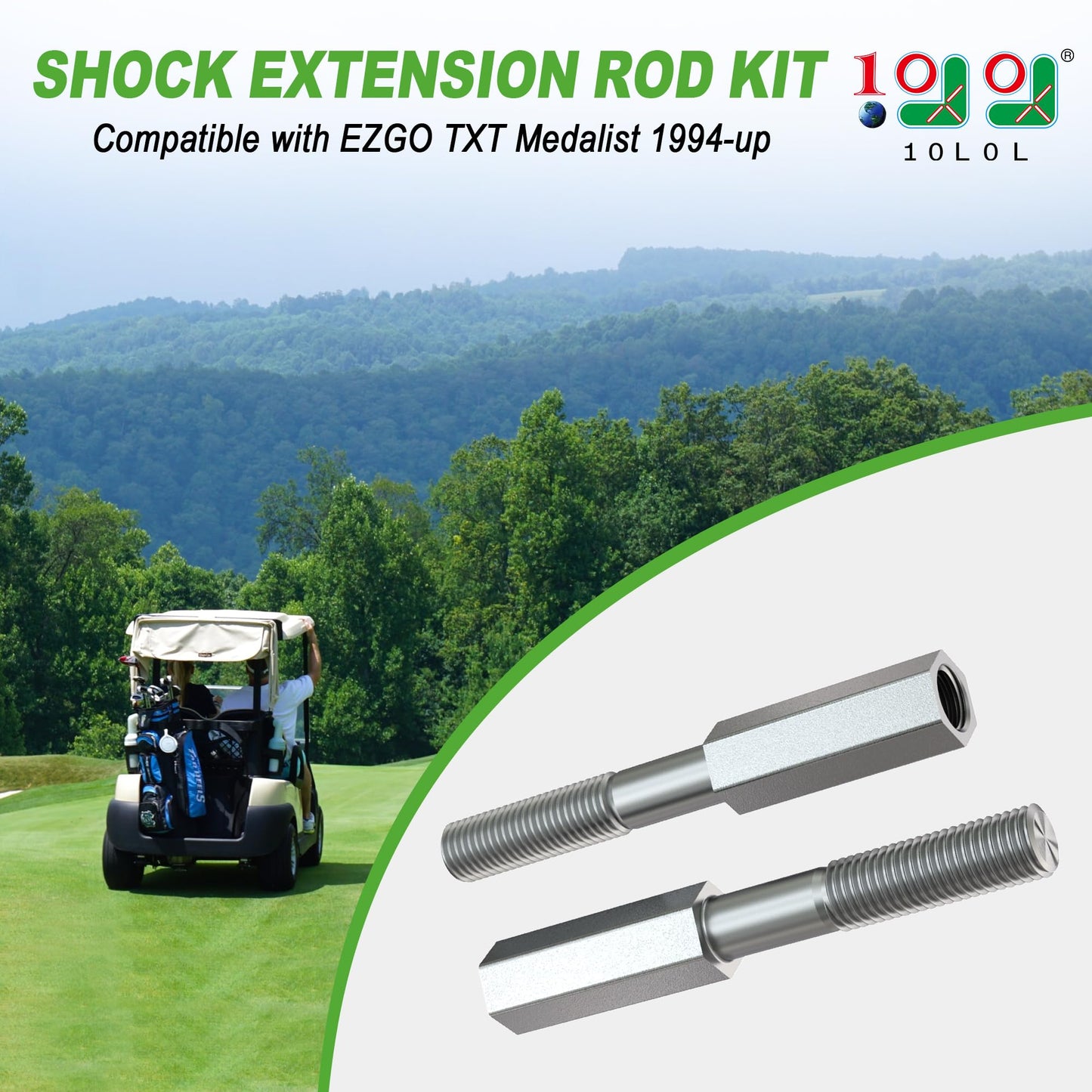 10L0L Golf Cart Shock Extension Rod Kit for EZGO TXT Club Car with Lifts Kit or Other Modifications to Raise The Body, OEM 70928-G01, 76418-G01, 70630-G01