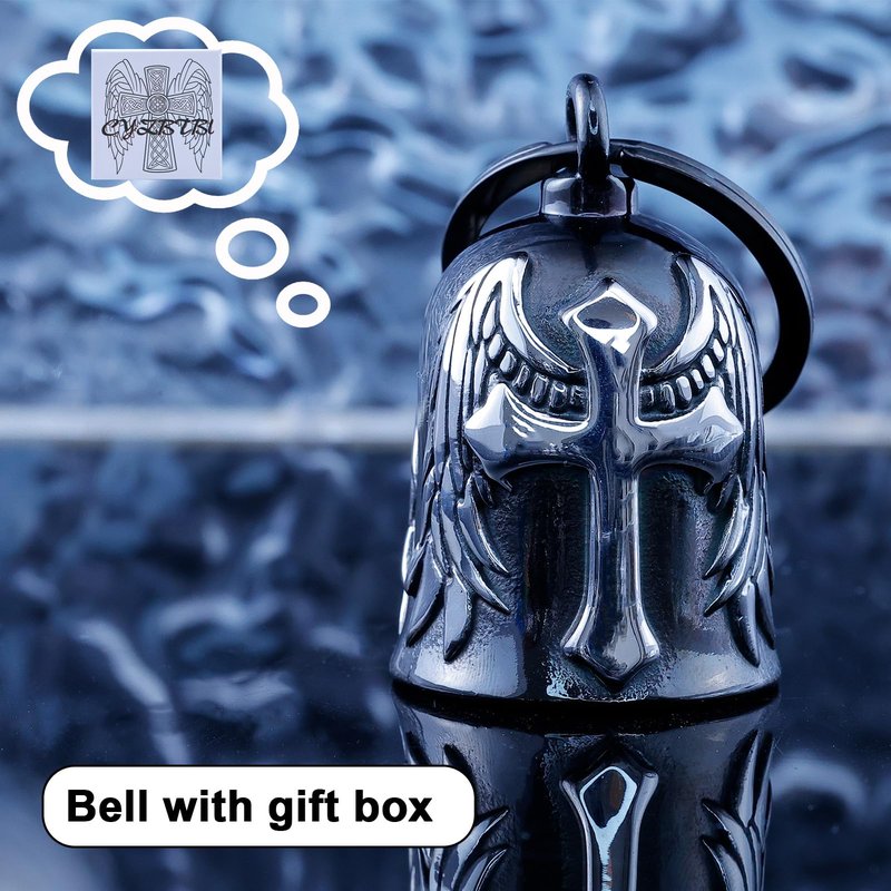 Motorcycle for Bells - Motorcycle Angel Bell for Men Women,Bell Biker Accessory,Guard Riding Safety (Cross Black) (Black Silver)