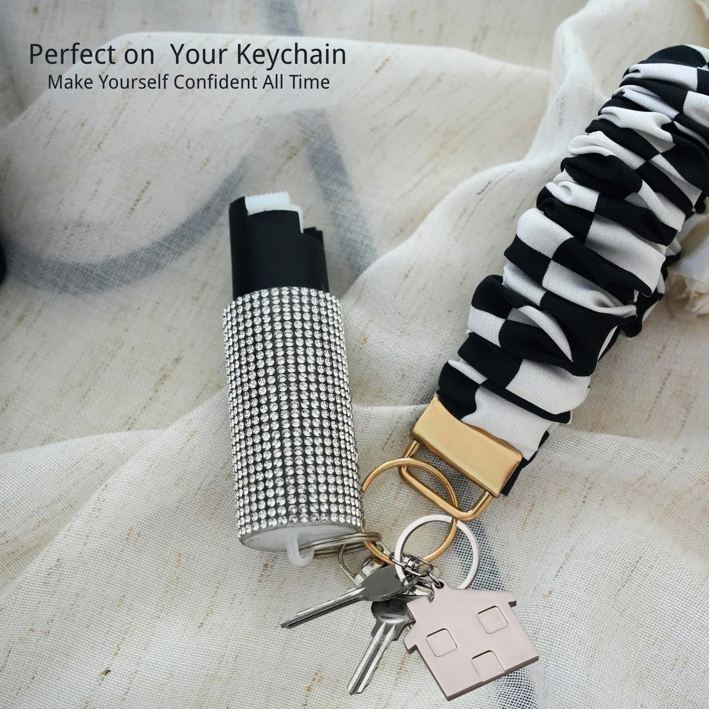 Cute Mini Bling Pepper Spray Keychain for Women - Lightweight, Easy-to-use Safety Twist Top for Quick Release Fashion Keychain Accessory for Personal Protection (Bling Bling)