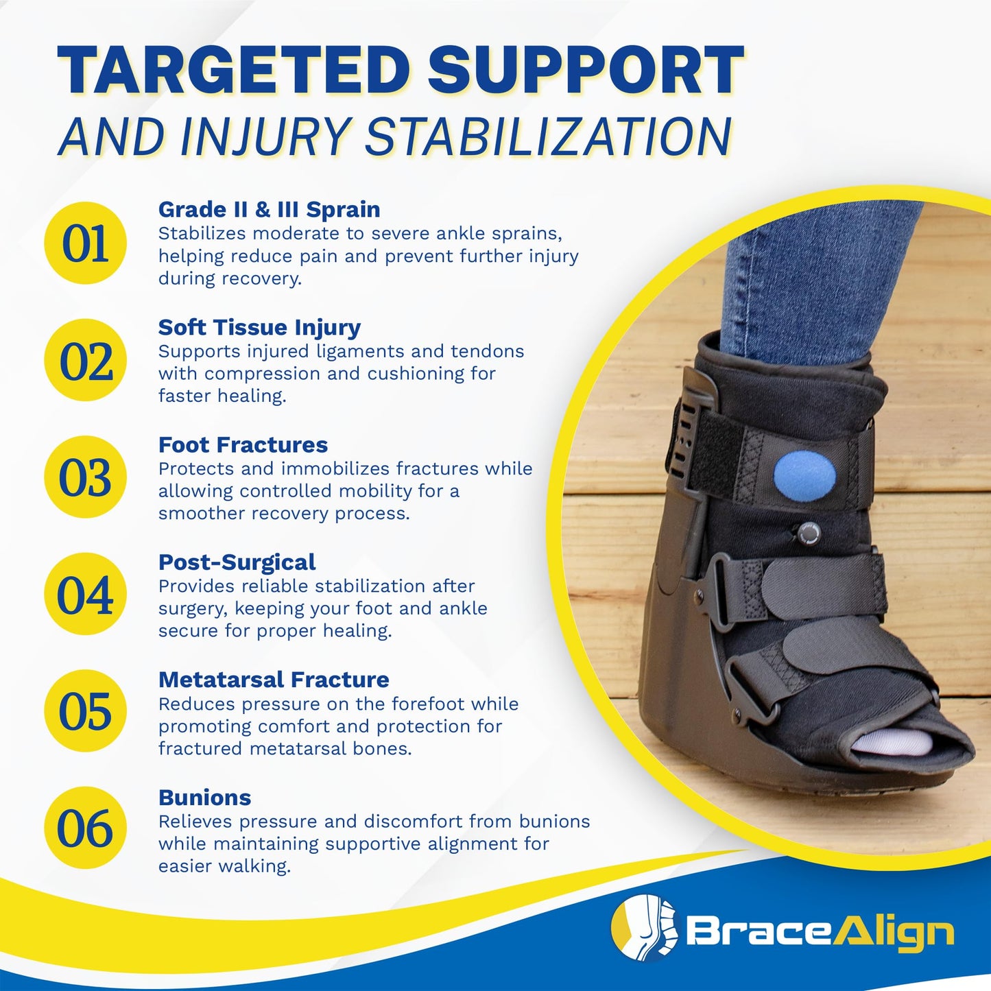 Brace Direct Air Cam Walker Fracture Boot - Short - Orthopedic Medical Walking Boot for Foot & Ankle Fractures, Sprains & Injury Stabilization Size S (Men’s US 4.5-7 / Women’s US 6-8)