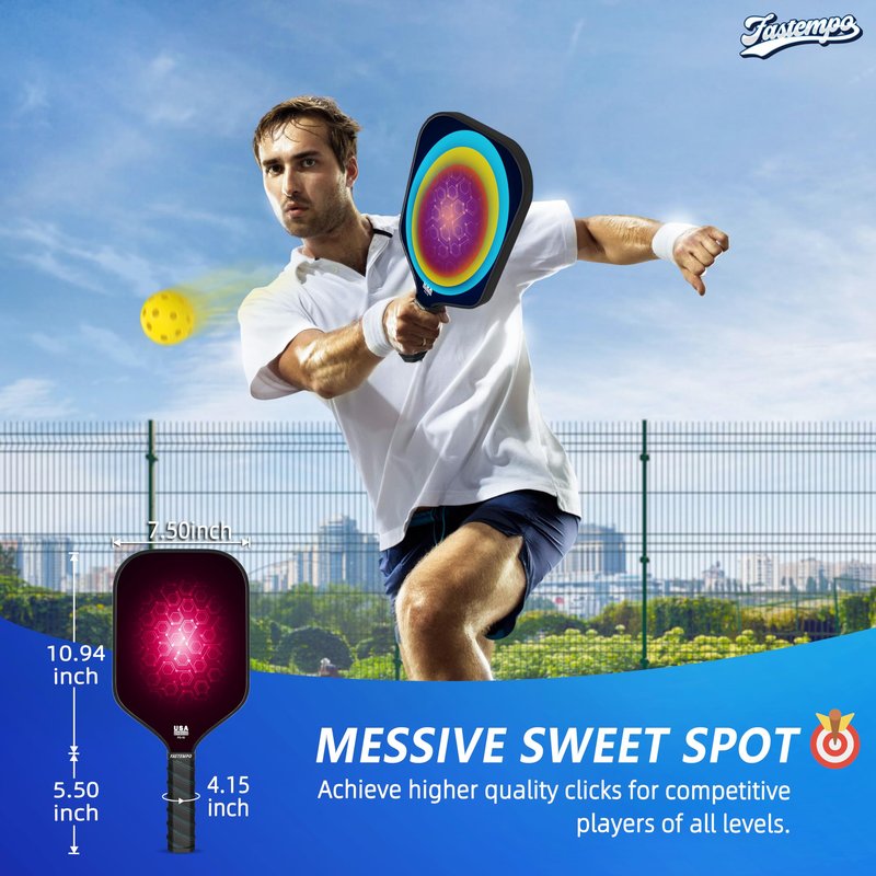 Pickleball Paddles Set of 2,Non-Slip Grip,Composite Carbon and Graphite Face,USAPA Approved Pro Pickleball Set with 4 Pickleball Balls Outdoor Indoor,Pickleball Racket for Women Men (Blue/Red)
