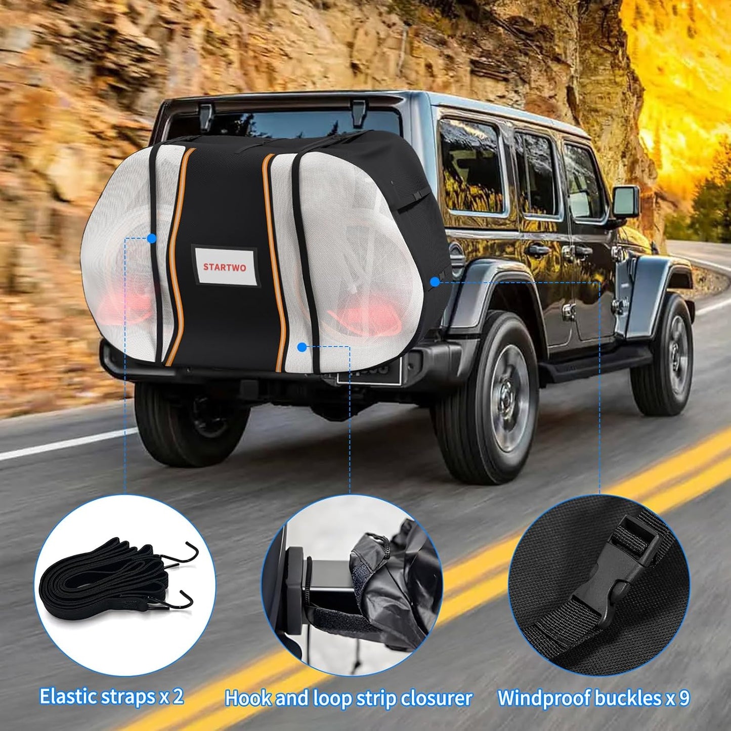 STARTWO Waterproof Bike Cover - Outdoor Storage for 2 Bikes with Elastic Straps & License Plate Window